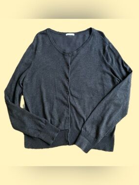Gray/Grey Button Down Long Sleeved Light Cardigan Sweater, Women’s XL